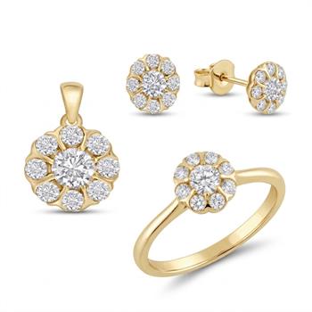 14 kt guld Florea smykkesæt med i alt 0,75 ct Diamant GH/VS-SI
