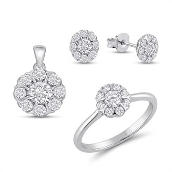14 kt hvidguld Florea smykkesæt med i alt 0,75 ct Diamant GH/VS-SI