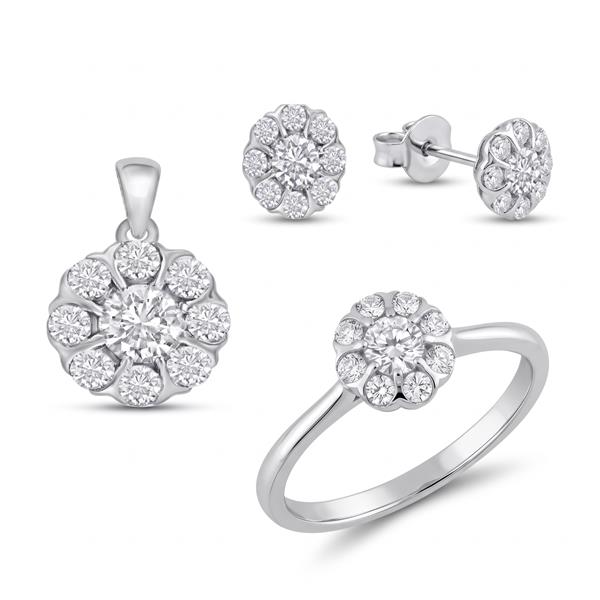 14 kt hvidguld Florea smykkesæt med i alt 0,75 ct Diamant GH/VS-SI