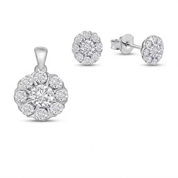 14 kt hvidguld Florea smykkesæt med i alt 0,505 ct Diamant GH/VS-SI