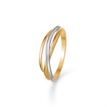 Guld & Sølv design 8 karat guld Fingerring,  med bi-color overflade,