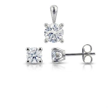 14 kt hvidguld Luxury Solitaire smykkesæt med i alt 1,00 ct Labgrown diamant Top Wesselston VS2