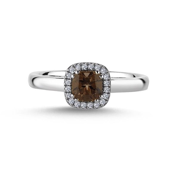 14 kt hvidguld Grace ring med Røg topas og i alt 0,12 ct diamanter Wesselton SI
