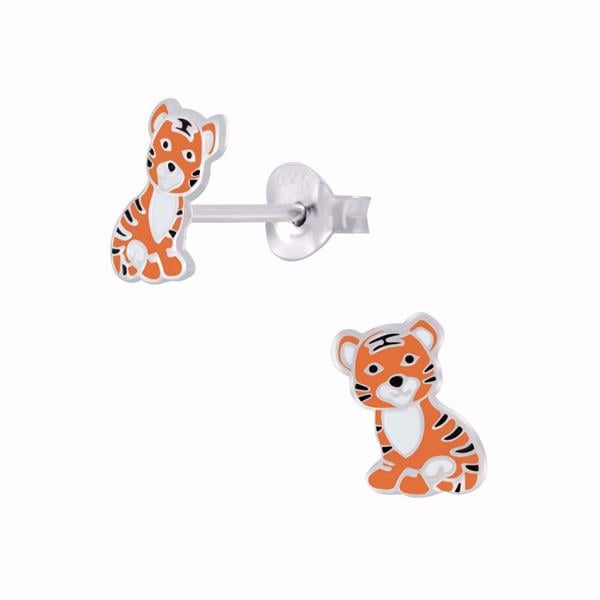 Sølv børne ørestik med tiger