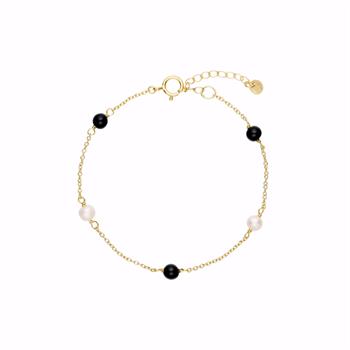 Seville Zita forgyldt armbånd med onyx og ferskvandsperler