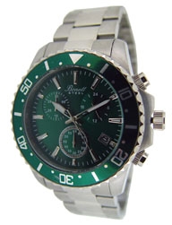 Bonett herre stål chronograph m/ grøn skive