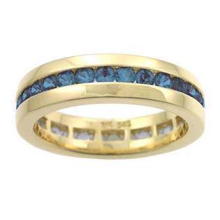 Houmann Alliancebånd 14 karat guld Fingerring med blå safir, model E013807x