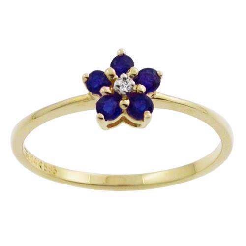 Image of Houmann 14 kt guld Fingerring med safir og diamant, model E017302
