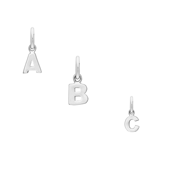 sølvvedhæng bogstav - A-W, fra Siersbøl - 5x4 mm
