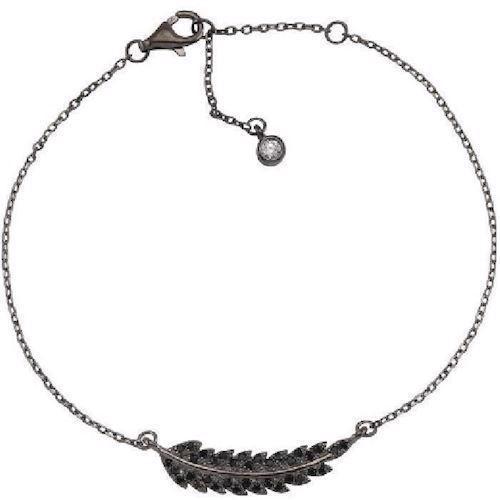 Image of Joanli Nor Alexa sort sterling sølv Armbånd med blank overflade