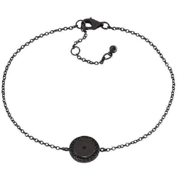 Image of Joanli Nor Alona sort sterling sølv Armbånd med blank overflade