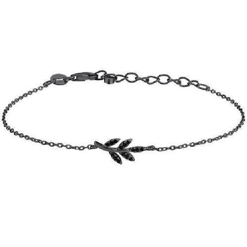 Image of Joanli Nor Alva sort sterling sølv Armbånd med blank overflade