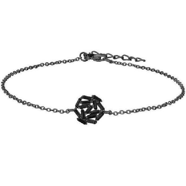 Image of Joanli Nor Bess sort sterling sølv Armbånd med blank overflade