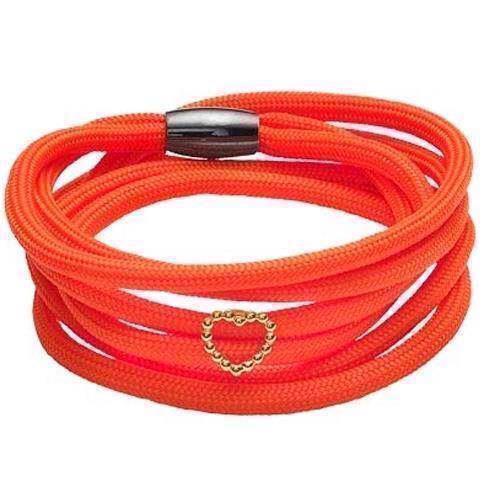 Image of Hot Summer orange armbånd med forgyldt sølv hjerte charm