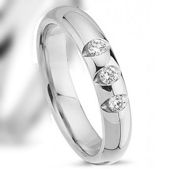 Nuran Love Tri-Diamond hvid guld Damering med 3 stk diamanter Wesselton SI