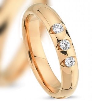 Nuran Love Tri-Diamond rosa guld Damering med 3 stk diamanter Wesselton SI