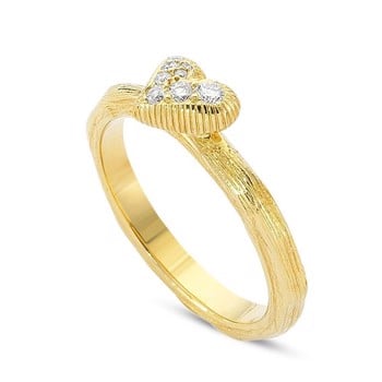 Hjerte ring, med 0,13 ct diamanter - 14 karat guld