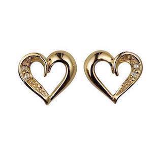 Mini hjerte ørestikker i 8 kt guld med zirkonia