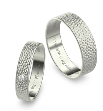 Sterling sølv Nuran Design Selv ringe med 0,02 ct diamant i dameringen og kugleslået overflade