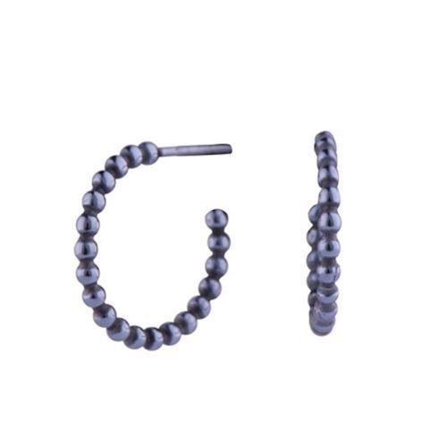 Image of Nordahl Circle Dots 925 sterling sølv øreringe med oxideret overflade, model 325394