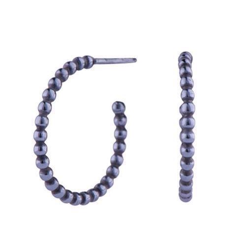 Image of Nordahl Circle Dots 925 sterling sølv øreringe med oxideret overflade, model 325397