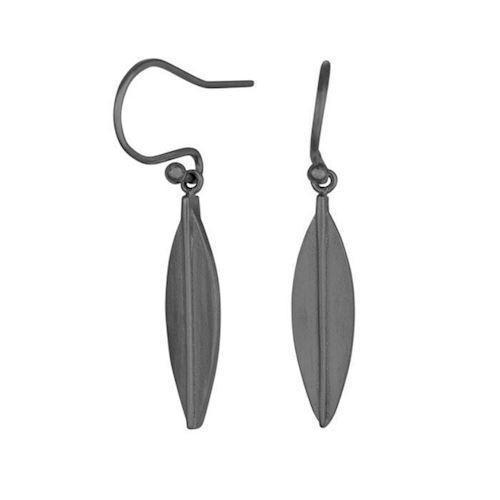 Image of Nordahl Folium 925 Sterling sølv Øreringe med sort oxideret overflade, model 325634-2