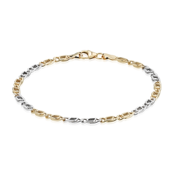 Ocean 3, 14 karat 2 farvet guld armbånd, 3,5 mm - 17-21 cm