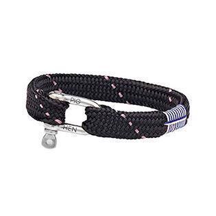 Pig & Hen Rustfrit stål Armbånd, Sharp Simon, Black / Violet flat rope med sølv sejlerlås