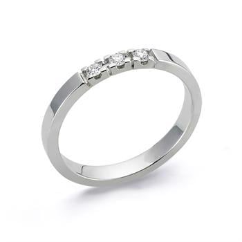 Nuran 14 kt hvidguld diamant alliance ring, fra Nuran Classic serien med 3 stk 0,07 ct diamanter Wesselton / SI