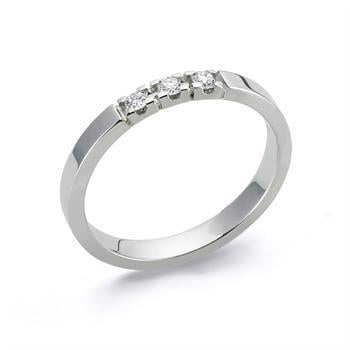 Nuran 14 kt hvidguld diamant alliance ring, fra Nuran Classic serien med 3 stk 0,04 ct diamanter Wesselton / SI