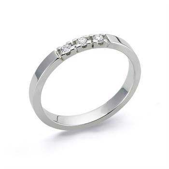 Nuran 9 kt hvidguld diamant alliance ring, fra Nuran Classic serien med 3 stk 0,04 ct diamanter Wesselton / SI