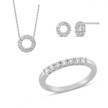 14 kt hvidguld smykkesæt, Emma serien med 7 x 0,05 ct & 29 x 0,03 ct Diamanter Wesselton SI