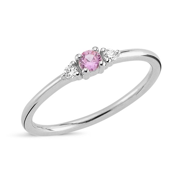 14 kt hvidguld PETIT ring med pink safir og diamant Wesselton SI