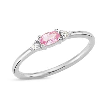 14 kt hvidguld PETIT ring med pink safir og diamant Wesselton SI