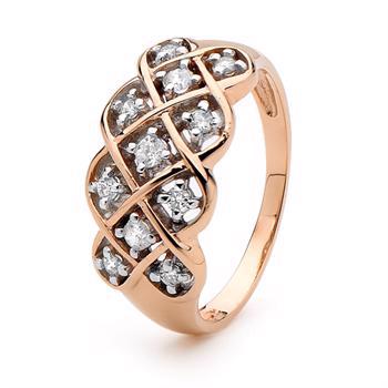 Diamant rosa guld ring - med hele 11 ægte diamanter