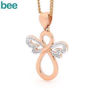 Bee Jewelry Angel 9 karat blank rosaguld med diamanter, model R65599
