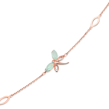 Støvring Design's Smukt armbånd med elegant guldsmed med lys blå aqua kvarts på vingerne, måler 16 + 4 cm