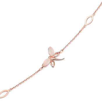 Støvring Design's Smukt armbånd med elegant guldsmed med rosa kvarts på vingerne, måler 16 + 4 cm