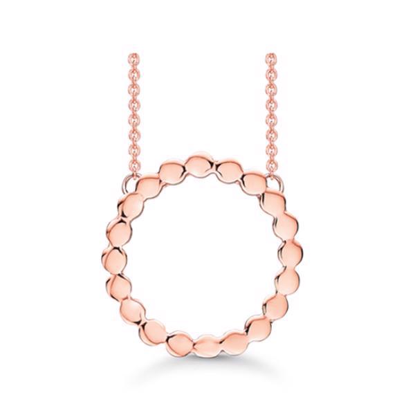 Støvring Design\'s Smukke rosa forgyldte sølv vedhæng, cirkel af små prikker. Leveres med 40 + 5 cm kæde