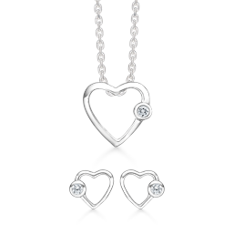 Image of Støvring Design Sterling sølv collier og ørestikker, smykkesæt med blank overflade, model S148387