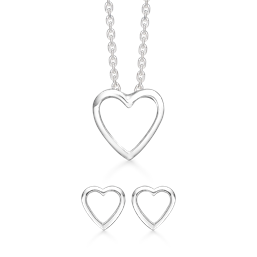 Støvring Design Sterling sølv collier og ørestikker, smykkesæt med blank overflade, model S148464