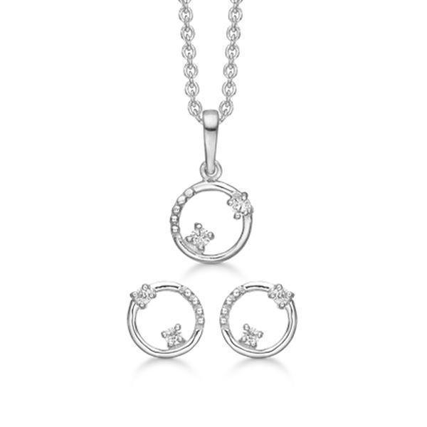 Støvring Design sterling sølv smykkesæt, Cirkel med blank overflade, model S148518