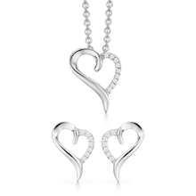 Støvring Design Sterling sølv collier og ørestikker, smykkesæt med blank overflade, model S223527