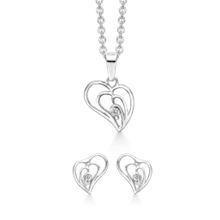 Støvring Design 925 sterling sølv smykkesæt, hjerter med blank overflade, model S239035