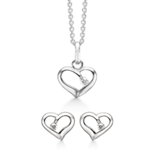 Støvring Design Sterling sølv collier og ørestikker, smykkesæt med blank overflade, model S239068