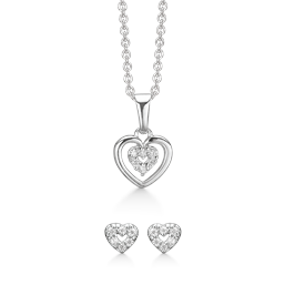 Støvring Design Sterling sølv collier og ørestikker, smykkesæt med blank overflade, model S239070