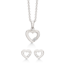 Støvring Design Sterling sølv collier og ørestikker, smykkesæt med blank overflade, model S239077