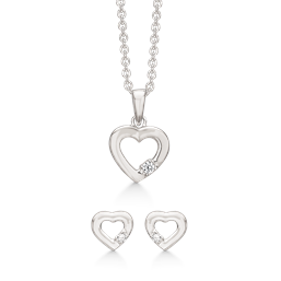 Image of Støvring Design Sterling sølv collier og ørestikker, smykkesæt med blank overflade, model S239077