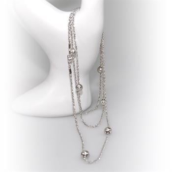 Long chains Diamond Cut med Starlight Beads i sterling sølv med Rhodineret overflade