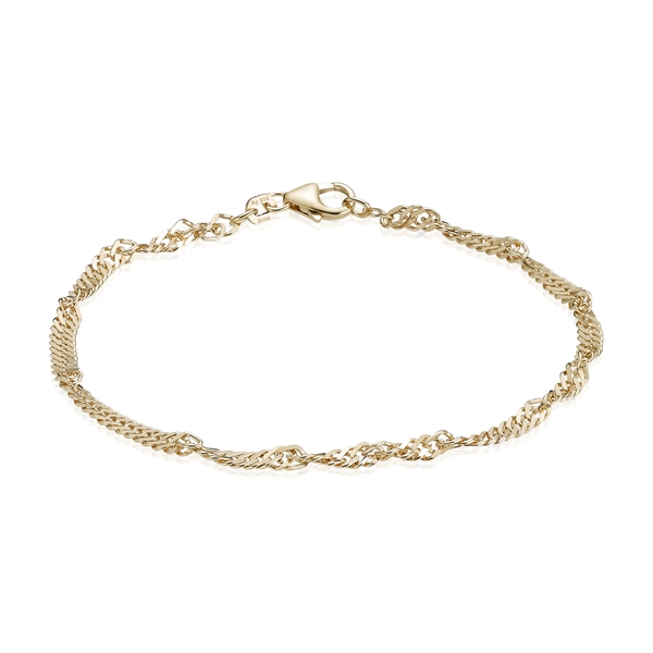 14 karat Singapore armbånd, 1,5 mm bred og længde 21 cm
